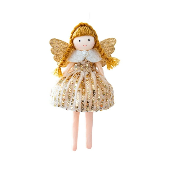 SLYNSHome Christmas Decoration Angel Doll Pendant Tree Decorative Hanging Ornaments Crafts Gifts - Khaki