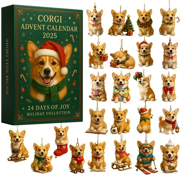 SLYNSHome Christmas Dog Advent Calendar Gifts for Men Women,Xmas Mini Puppy Ornaments Countdown Calendar Surprises Gifts Party Favors