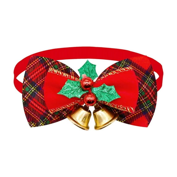 SLYNSHome Christmas Dogs Collar with Bow,Small Puppy Ties Xmas Parties Dog Cats Collar Charms Accessories