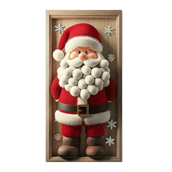 SLYNSHome Christmas Door Cover Decoration,Santa Claus Front Door Banner Xmas Hanging Background for Home Holiday Party Supplies
