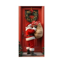 SLYNSHome Christmas Door Cover Holiday Decorations,Santa Claus Print Door Covers Washable Front Festive Door Cover For Home Indoor Outdoor Party Supplies