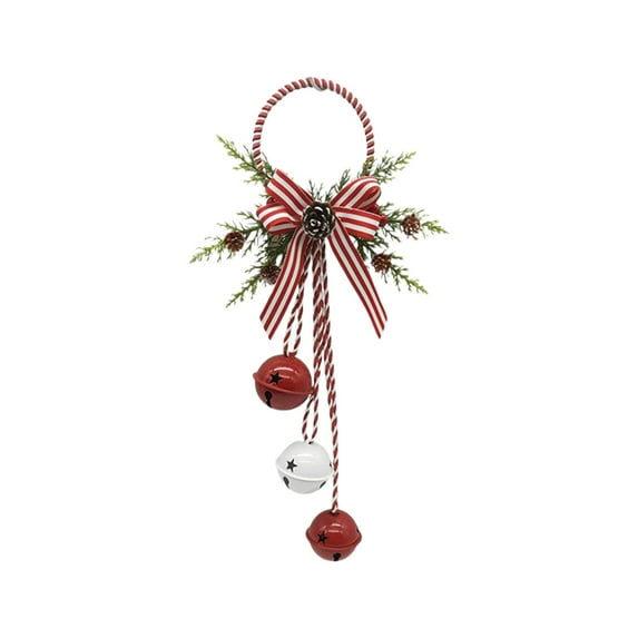 SLYNSHome Christmas Doorknob Hanger Decorations,Christmas Door Hanger Bells Ornametns with Berry & Pinecone Holiday Decor - Red