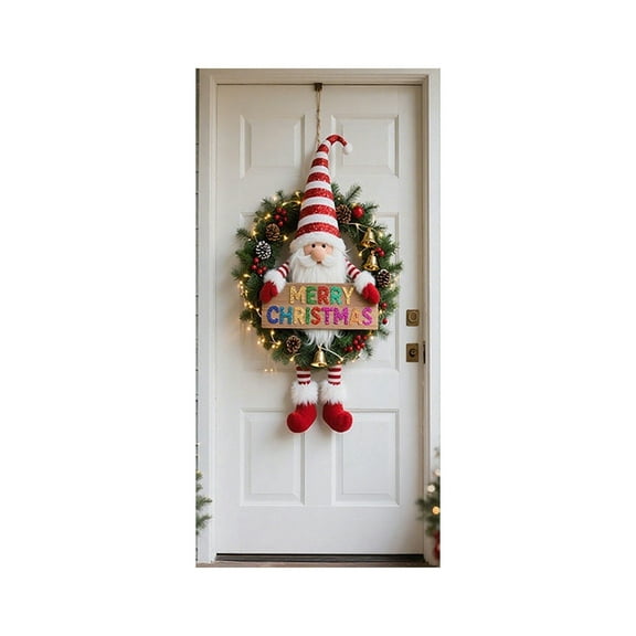 SLYNSHome Christmas Elf Legs Door Cover Decorations,3D Wreath Gnome Xmas Holiday Backdrop Hanging Ornament