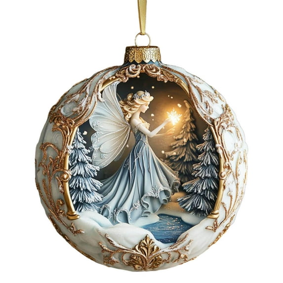 SLYNSHome Christmas Fairy Ornaments for Xmas Tree Decorations,Acrylic Flat Christmas Balls Ornaments Christmas Gifts