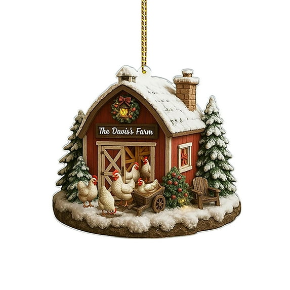 SLYNSHome Christmas Farmhouse Ornaments,Cute Animal Christmas Tree Hanging Pendant Decoration for Xmas Farm Home Party Supplies