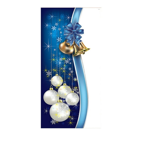 SLYNSHome Christmas Front Door Cover,Christmas Ball Door Decorations Xmas Photography Background Banner Porch Sign for Holiday Farmhouse Party Supplies