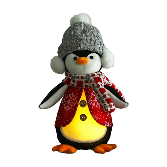 SLYNSHome Christmas Gifts Light up Penguin Stuffed Animal Glow Dolls Plush Penguin Toy Nightlight Birthday Christmas Holiday Gifts - Gray