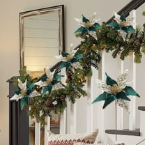 SLYNSHome Christmas Glitter Poinsettia Flower,Large Artificial Christmas Flower Decoration Christmas Tree Ornaments Wreath Garland Decoration