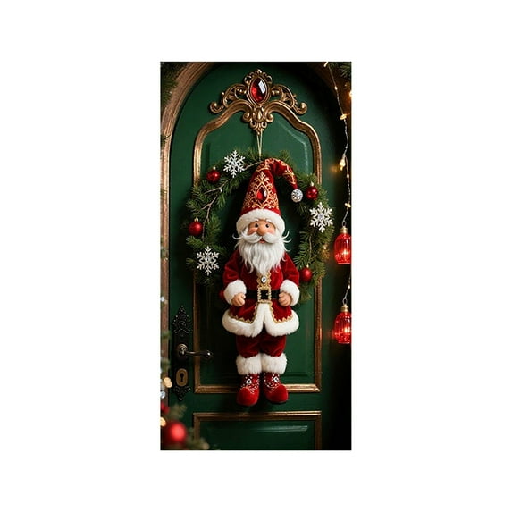 SLYNSHome Christmas Gnome Door Cover,Holiday Gnome Door Cover Decoration Xmas Background Banner for Front Door Holiday Party