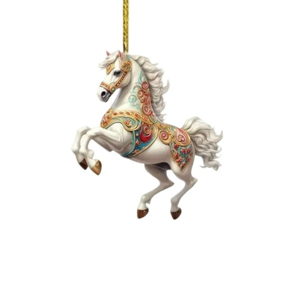 SLYNSHome Christmas Horse Ornaments,Christmas Tree Hanging Horse Decorations Vintage Animal Hanging Ornaments Pendant for Xmas Tree Home Party Decor