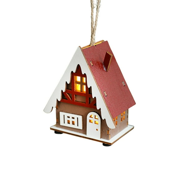 SLYNSHome Christmas House Ornaments for Tree Decoration,Hanging Wood Farmhouse Pendant for Holiday Xmas Tree Home Decor