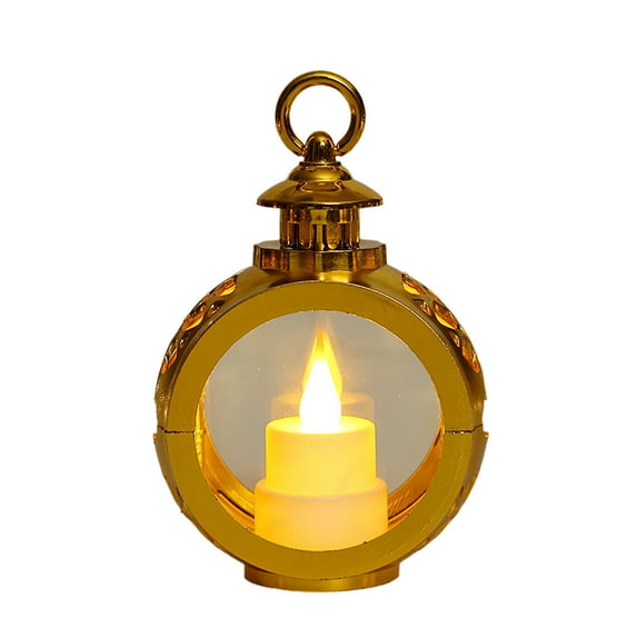 SLYNSHome Christmas Mini Lantern Decor,Electronic Vintage Hanging Candle Lantern Ornaments for Xmas Wedding Party Supplies - Gold