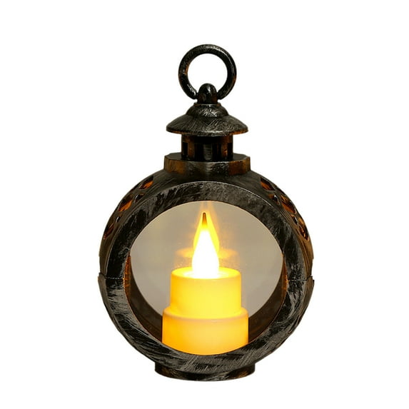 SLYNSHome Christmas Mini Lantern Decor,Electronic Vintage Hanging Candle Lantern Ornaments for Xmas Wedding Party Supplies - Gray