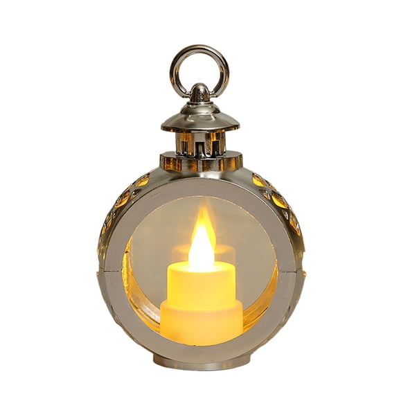 SLYNSHome Christmas Mini Lantern Decor,Electronic Vintage Hanging Candle Lantern Ornaments for Xmas Wedding Party Supplies - Silver