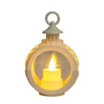 SLYNSHome Christmas Mini Lantern Decor,Electronic Vintage Hanging Candle Lantern Ornaments for Xmas Wedding Party Supplies - White