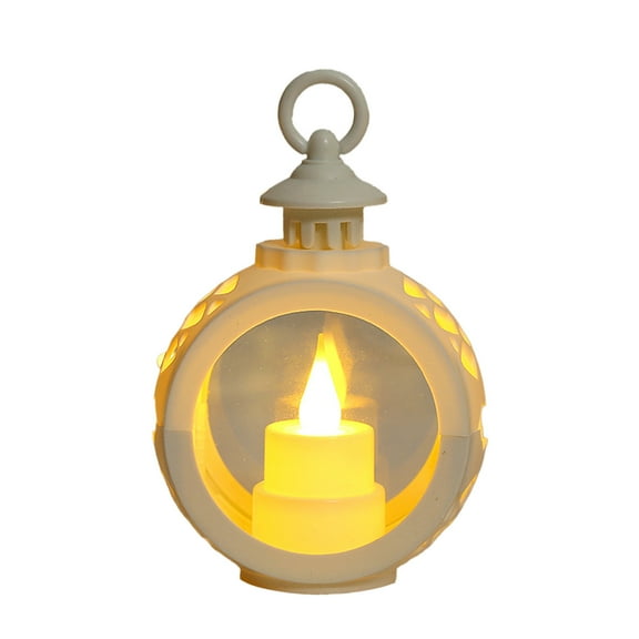 SLYNSHome Christmas Mini Lantern Decor,Electronic Vintage Hanging Candle Lantern Ornaments for Xmas Wedding Party Supplies - White