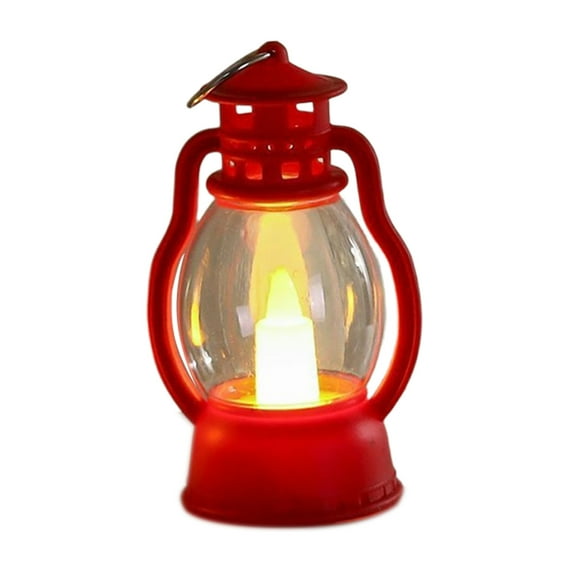 SLYNSHome Christmas Mini Lantern Vintage LED Candle Lantern Decorative for Table Centerpiece Xmas Tree Indoor Outdoor Party Supplies - Red