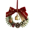thumbnail image 1 of SLYNSHome Christmas Mini Wreath Ornaments with Bells,Hanging Small Bow Wreath for Kitchen Cabinet Porch Wall Window Decor, 1 of 6