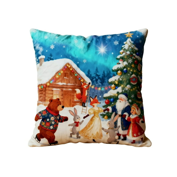 SLYNSHome Christmas Pillow Covers 18x18 inch,Christmas Decoratived Pillow Case Tree,Snowman,Snowflakes,Deer,Santa Cushion Case for Sofa Indoor Outdoor Decor