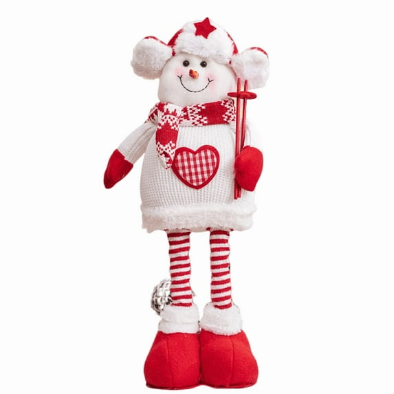SLYNSHome Christmas Plush Doll Christmas Gifts Snowman Santa Claus Reindeer Long Leg Doll Standing Plush Toy for Holiday Winter Home Decoration