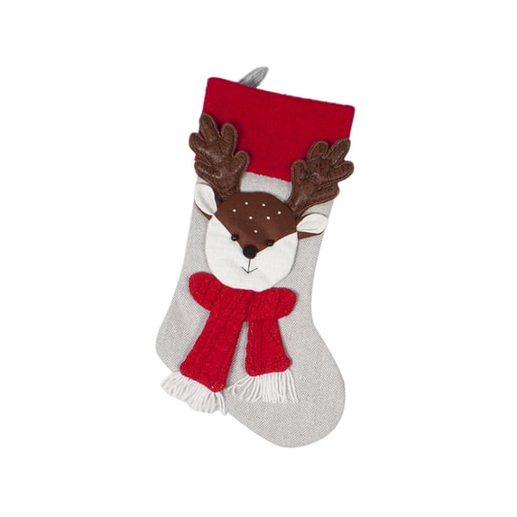 SLYNSHome Christmas Reindeer Stockings,19x11Inch 2024New Classic Large Stockings Character Ornaments Xmas Hanging Candy Gift Stocking Bag for Family Christmas Home Party Decoration (Deer)