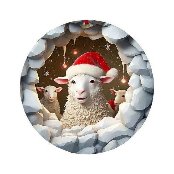 SLYNSHome Christmas Sheep Ornament,Hanging Cute Acrylic Christmas Tree Decorations Animal Pendants for Car Interior, Wall, Window, Home Decor