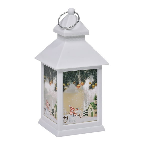 SLYNSHome Christmas Snow Globe Lantern,Hanging Christmas Night Light with LED Candles for Table Centerpiece Vintage Lantern Ornament