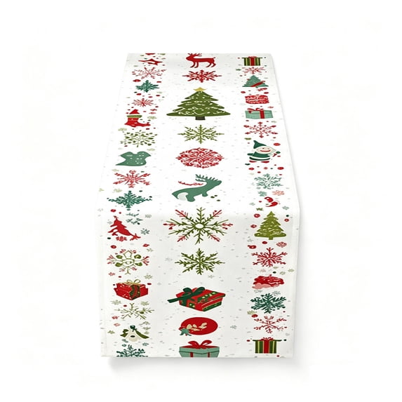 SLYNSHome Christmas Snowflake Table Runner,Green 33x183 cm White Winter Table Flag, Festive Holiday Cloth for Dining Table Kitchen Home Decor