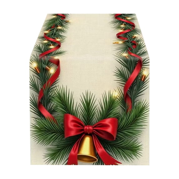 SLYNSHome Christmas Snowflake Table Runner, Red Holiday Table Flag, Winter Theme Tablecloth for Dining Room Kitchen Home Party Decor