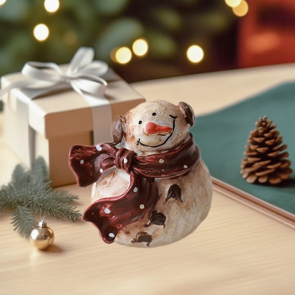 SLYNSHome Christmas Snowman Figurines Resin Snowmen Christmas Decorations for Table Centerpiece Holiday Party Supplies Christmas Gifts - Brown