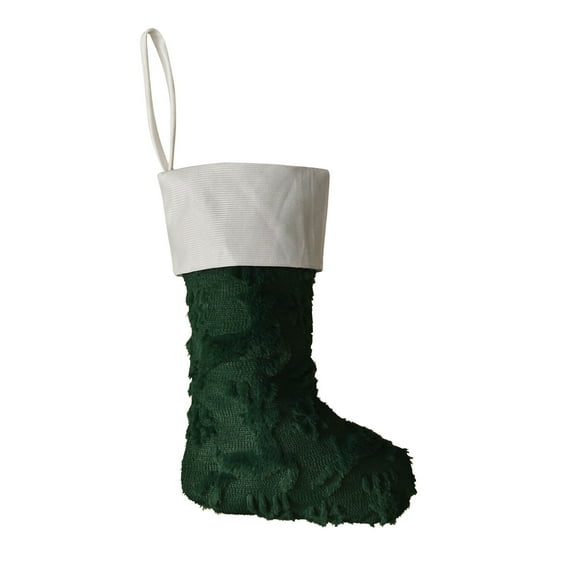 SLYNSHome Christmas Stockings Decorations Plush Faux Fur Christmas Stockings Hanging Ornaments Xmas Candy Gift Bags for Holiday Party Supplies - Green