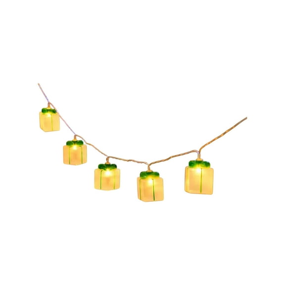 SLYNSHome Christmas String Lights Lighted Gift Boxes,Light up Christmas Pre-lit 10 LED Gift Boxes Fairy Lights for Christmas Tree Decor - Green