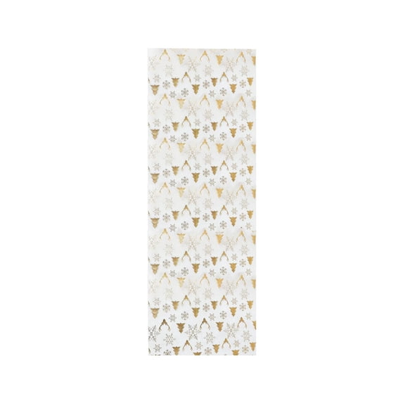 SLYNSHome Christmas Table Runner,Gold Snowflake Reindeer Table Flag, Elegant Nylon Yarn Holiday Table Decor For Party Dining Gathering Home Festive Decoration