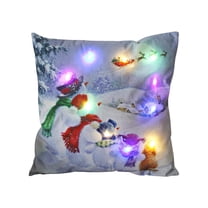 SLYNSHome Christmas Throw Pillow Cover with LED Lights,Light-up Winter Pillow Cases 18x18 inch Pillowcase Holiday Cushion Case for Couch Bed Sofa Decor