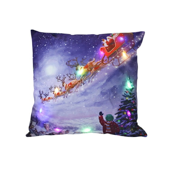 SLYNSHome Christmas Throw Pillow Cover with LED Lights,Light-up Winter Pillow Cases 18x18 inch Pillowcase Holiday Cushion Case for Couch Bed Sofa Decor