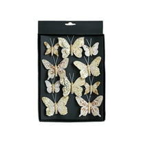 SLYNSHome Christmas Tree Butterfly Decorations Glitter Butterfly Ornaments with Clips for Holiday Crafts Christmas Tree - Gold