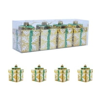 SLYNSHome Christmas Tree Decorations Mini Presents for Crafts Gifts Box Ornaments Hanging Tiny Wrapped Presents for Xmas Party Decor - Gold