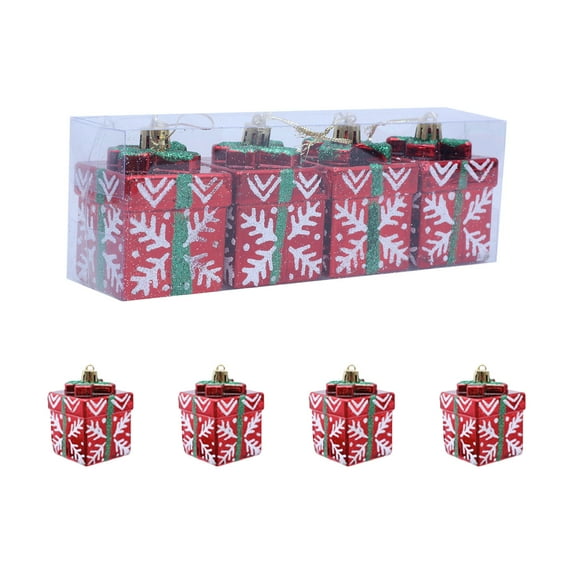 SLYNSHome Christmas Tree Decorations Mini Presents for Crafts Gifts Box Ornaments Hanging Tiny Wrapped Presents for Xmas Party Decor - Red