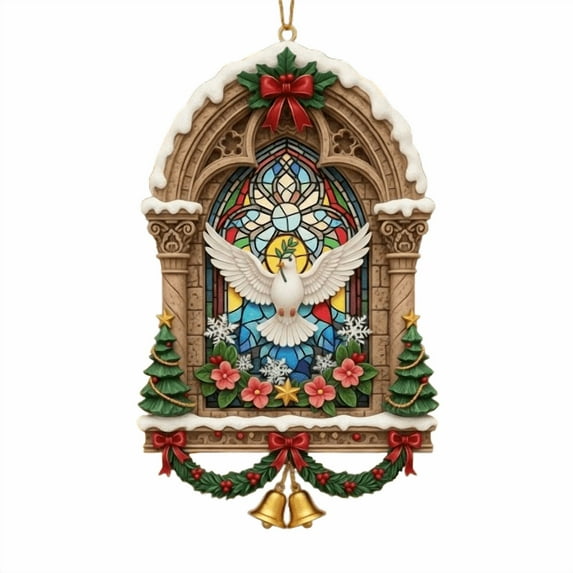 SLYNSHome Christmas Tree Nativity Scene Ornaments Religious Christmas Decorations Birth of Jesus Hanging Pendant for Farmhouse Home Christian Party Favors