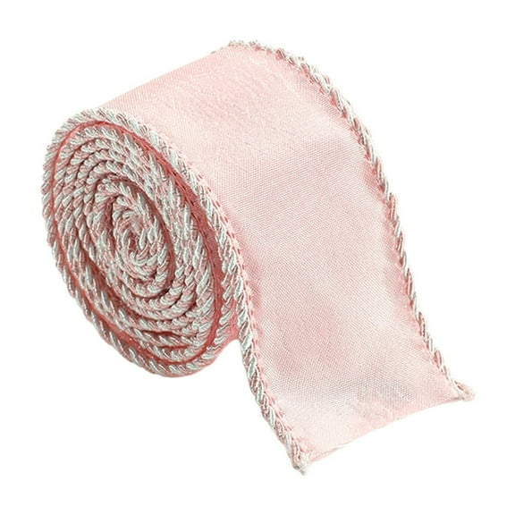 SLYNSHome Christmas Tree Ribbon Wired Decorations,Glitter Ribbon for Gift Wrapping Bow Crafts,Floral Baskets,Xmas Trees - Pink