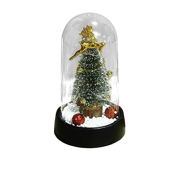 SLYNSHome Christmas Tree Snow Globe Lantern,Lighted Glitter Xmas Lantern for Christmas Home Decoration