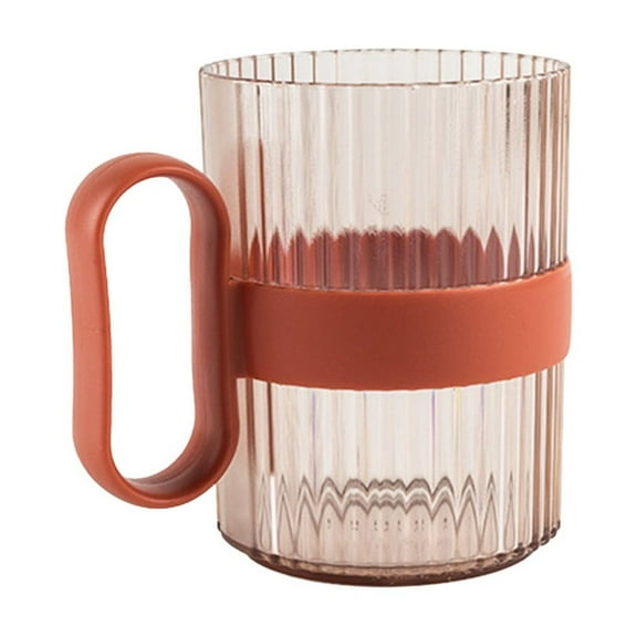 SLYNSHome Clear Bathroom Tumblers Plastic Toothbrush Holders Mug with Handle Mouthwash Cup Bathroom Decorations - Red