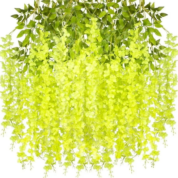 SLYNSHome 10 Branches Wedding Hanging Flowers Decorations Artificial Wisteria Flowers Garland for Wedding Arch Party Garden Home Decor - Yellow