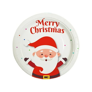 SLYNSHome - 10 Pcs - Christmas Disposable Plates - 9 inch - Xmas Tableware Dessert/Dinner Plates for Holiday Wedding Party Home Decoration