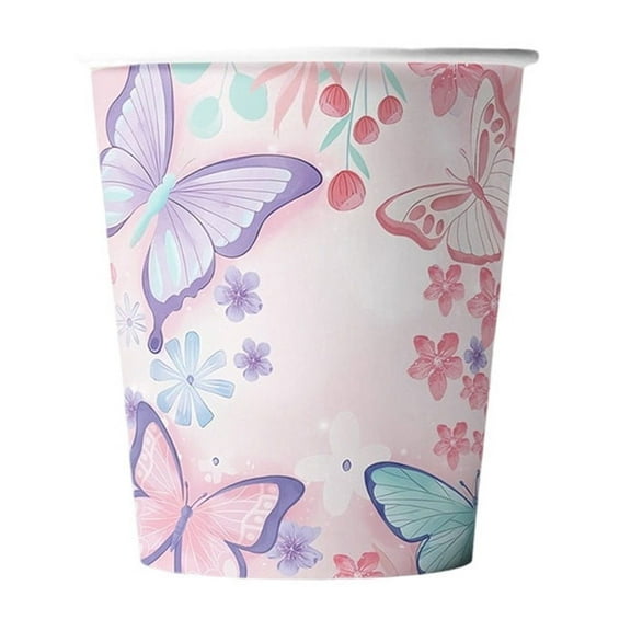 SLYNSHome 10 Pcs Disposable Cup Butterflies Birthday Party Tableware Supplies Paper Plates for Home Decor Picnic BBQ Camping Essentials