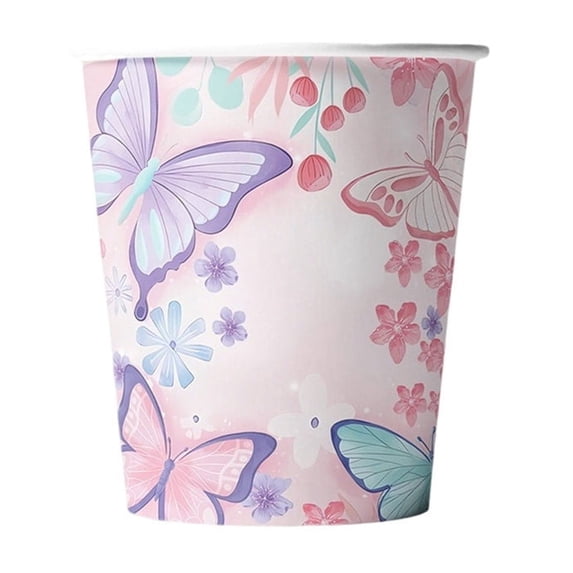 SLYNSHome 10 Pcs Disposable Cup Butterflies Birthday Party Tableware Supplies Paper Plates for Home Decor Picnic BBQ Camping Essentials