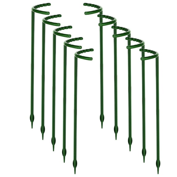 STPToys 10Pcs Plant Support Stakes,Green Half Round Plant Support Rings Plastic Garden Plant Stake for Tomato,Monstera,Peony,Hydrangea - 9.4x5.5 inch