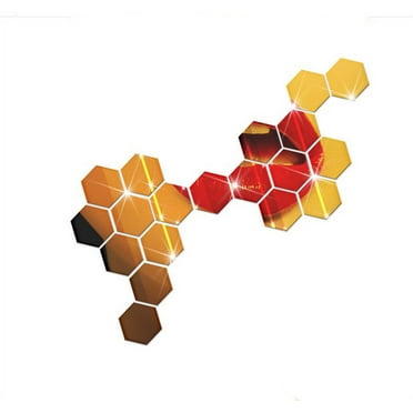 SLYNSHome 12 Pcs Hexagon Acrylic Mirror,Self Adhesive Mirror Tiles,Flexible Plastic Mirror Sheets Wall Stickers,Frameless Small Mirror Stickers for Home Wall Decor