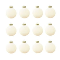 SLYNSHome - 12Pcs - Christmas Tree Flocked Balls Decoration - Velvet - Shatterproof - 2.4 inch - Xmas Hanging Bauble Balls Pendant for Home Party Wedding Ornaments (Beige)