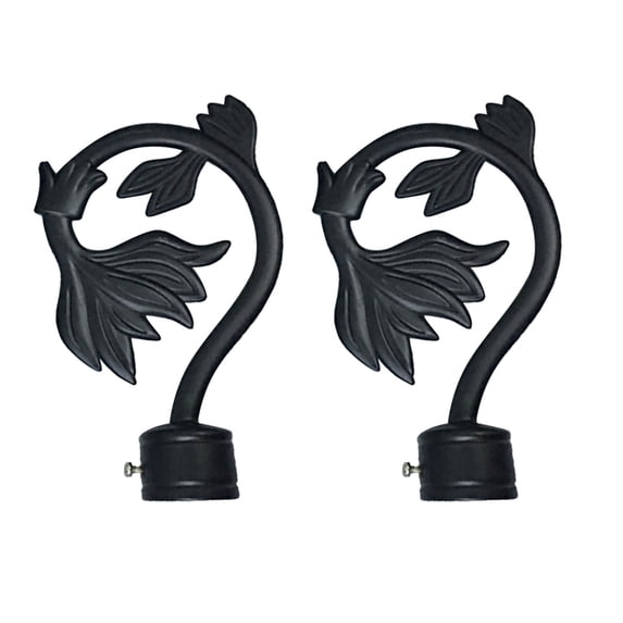 SLYNSHome 1pcs Curtain Rod Finials Leaf Shaped Curtain Rod End Drapery Rail Pole Cap